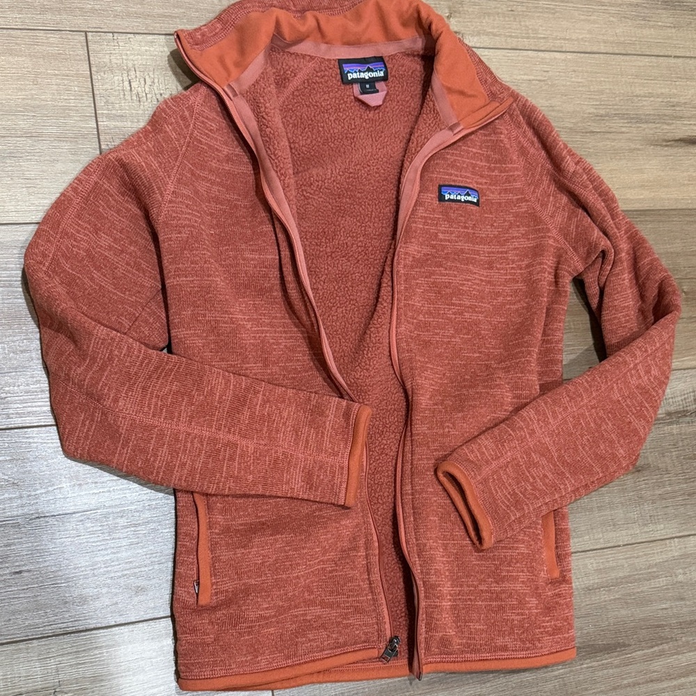 Patagonia Heathered Rust-Orange Full-Zip Fleece Jacket